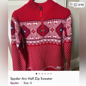 ‼️‼️SOLD‼️‼️Spyder Red Nordic Pattern Half Zip Sweater NWOT
